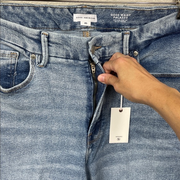 NWT Good American Good Waist Palazzo Jeans Wide Leg Stretch Blue Plus Size 20 - Picture 3 of 14